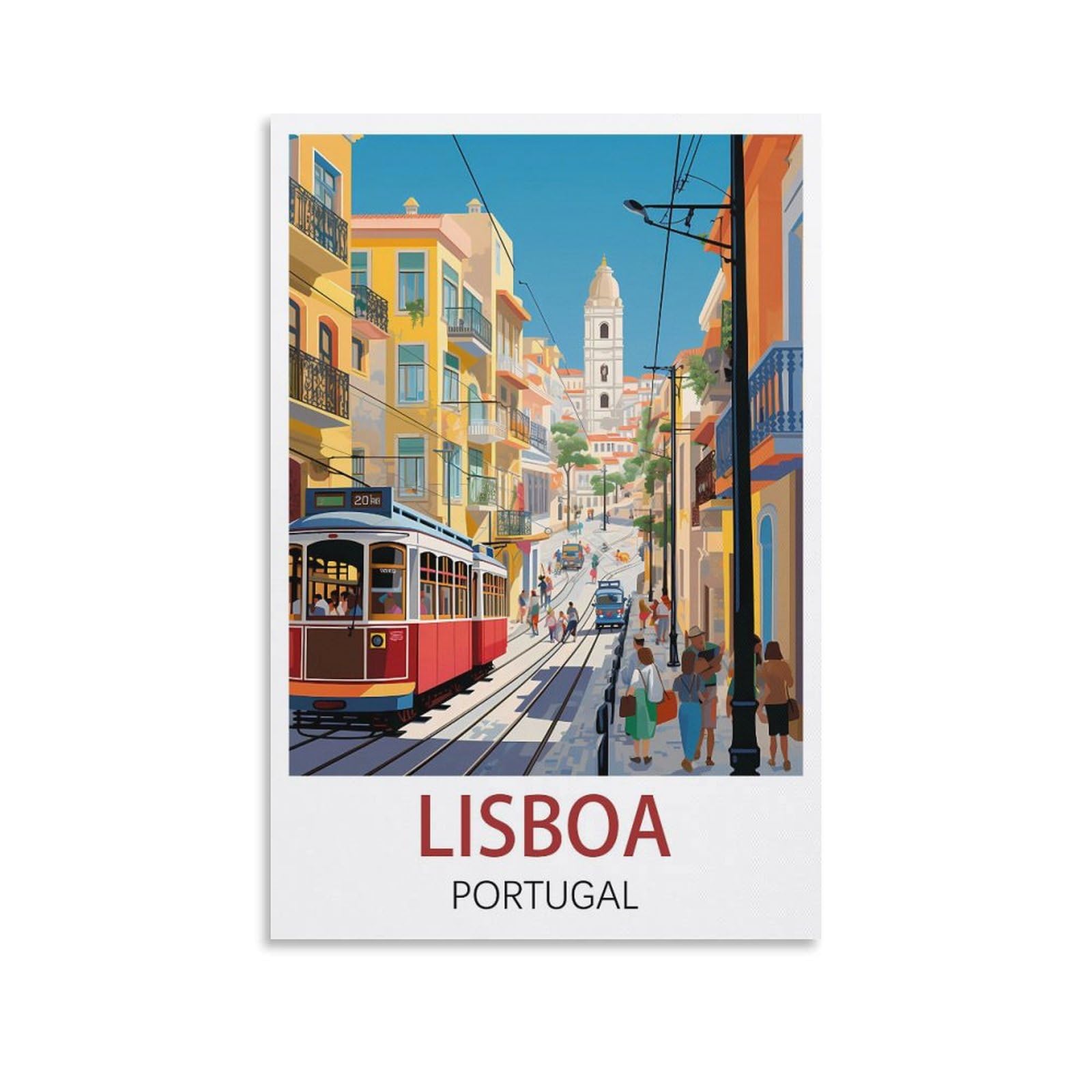 Losnabo Unframe-Style Lisboa Portugal Vintage Travel Poster 08X12inch(20X30cm) Canvas Wall Poster And Art Picture Print Modern Home Bedroom Decor