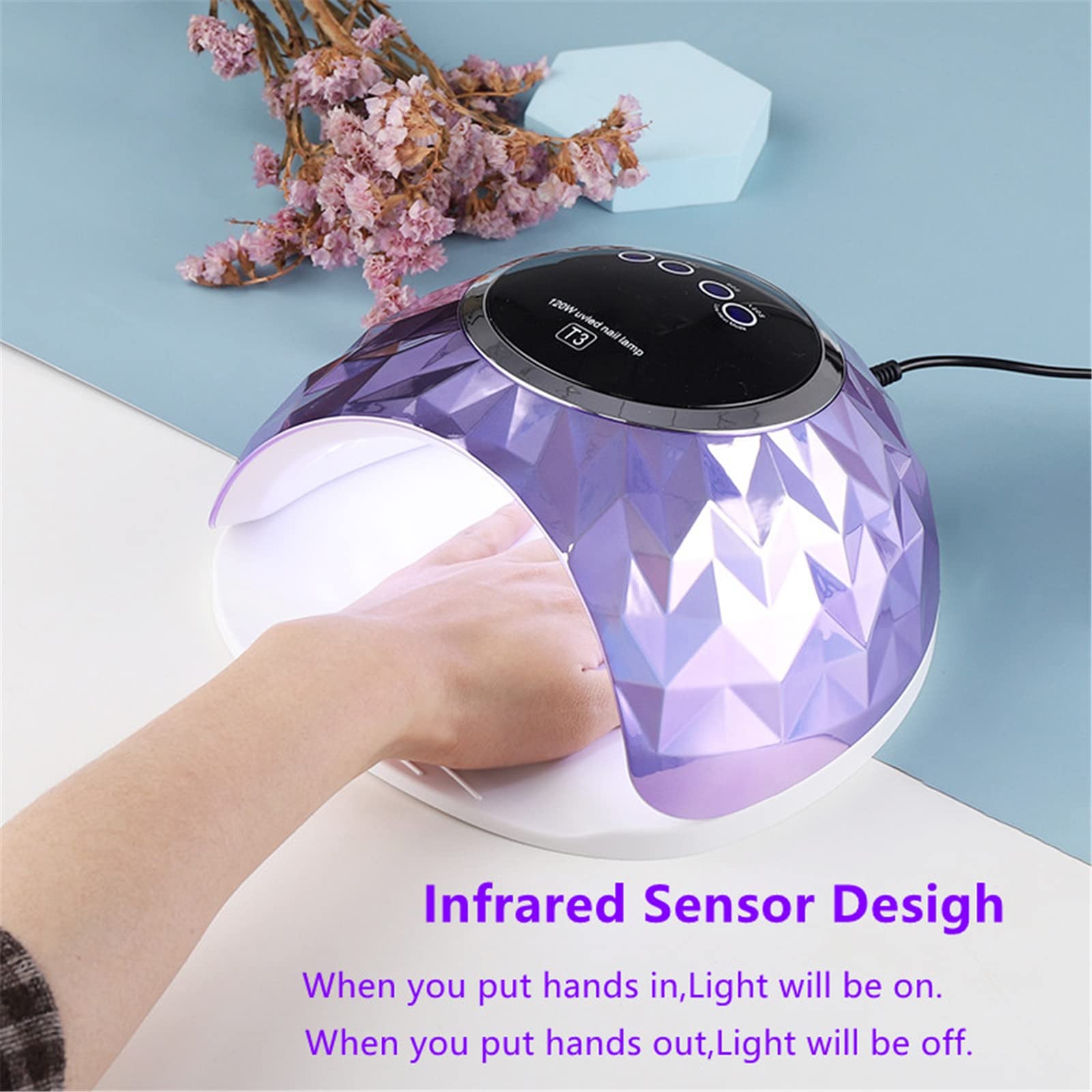 ZYC Lampada per Unghie a LED 120W UV con 42 PCS LED per Curare Il Gel per Unghie per Unghie per Unghie per Unghie Lampada per Unghie 30/60/99 / 120S Strumenti per Manicure sensori Auto,Bianca
