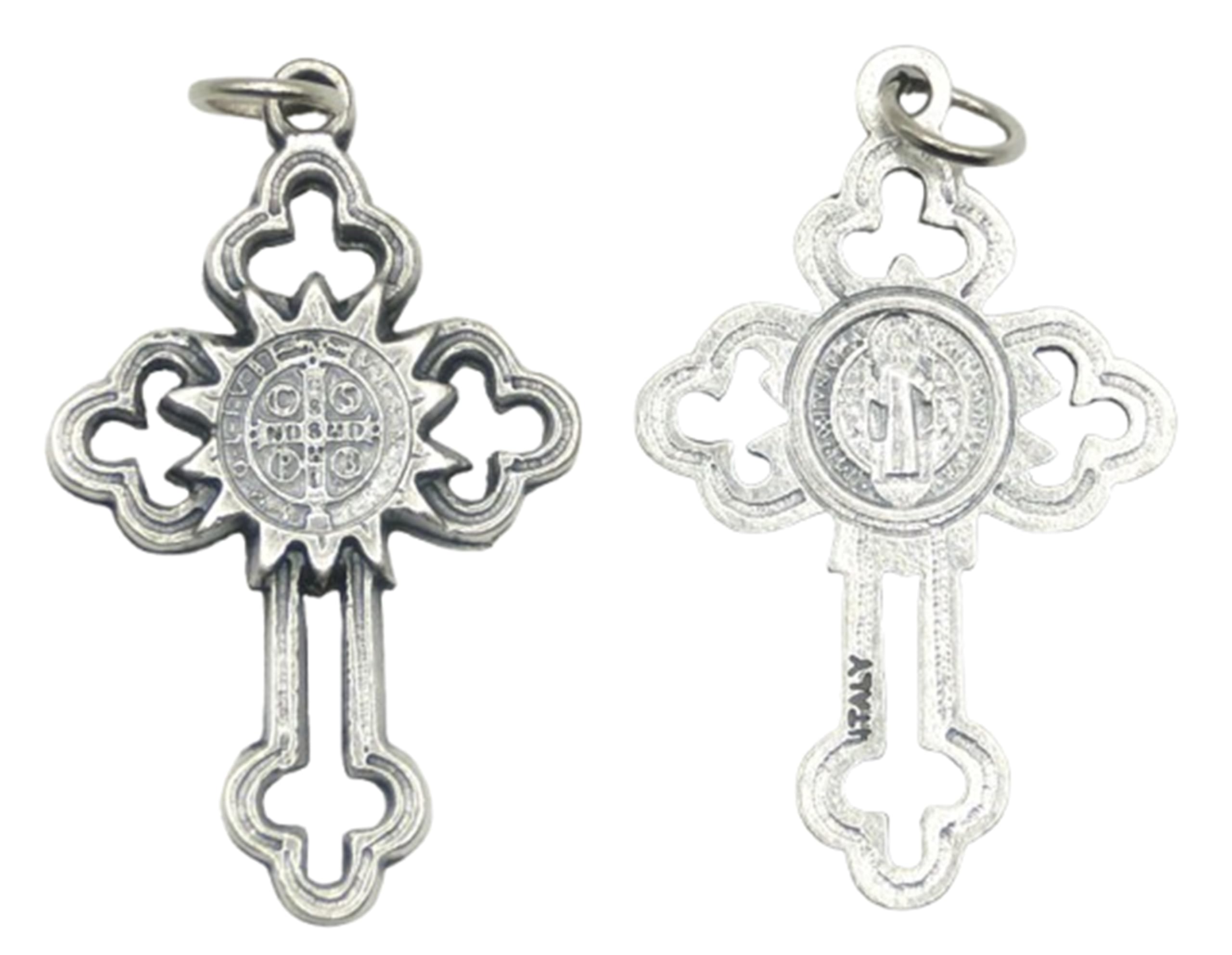 Generico Croci di San Benedetto Israele con Anello per Rosario 4 cm Argento Esorcista Esorcismo Made in Italy