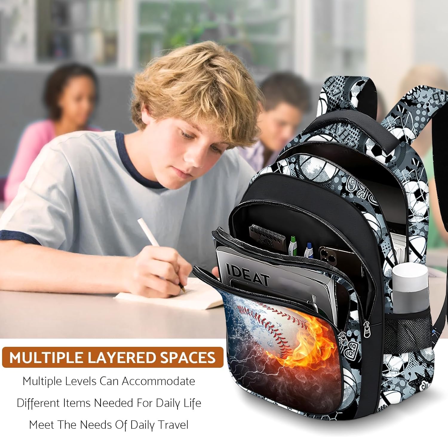 School Backpack for Boys - Baseball Boys Backpack for Kids Children Teens Elementary Middle School - 17″ Sport Bookbag Travel Back Pack for Age 6-18 - Image 7