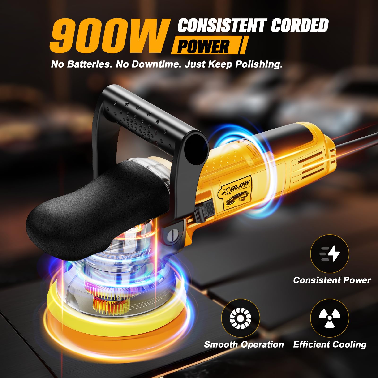 X'GLOW Car Polisher - 5" Random Orbital Buffer -2