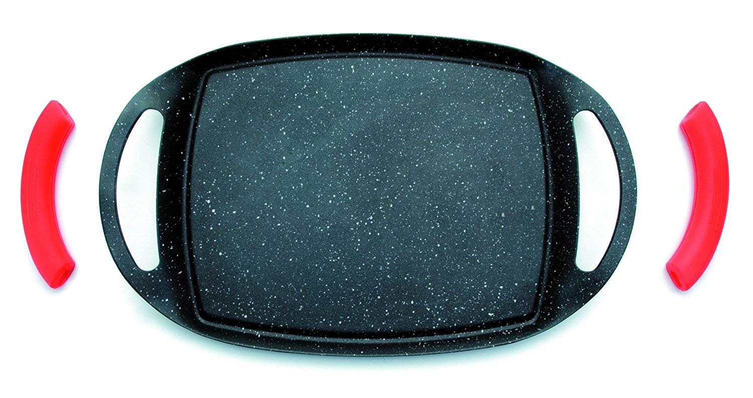 Suinga Plancha de Cocina con Revestimiento de Piedra 36cm | Pack 3 Sarten Grill para Cocinas de Induccion, Vitroceramica, Gas | Plancha de Asar