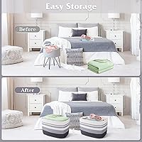 Vista 4 de WISELIFE Cesta de almacenamiento de 3 unidades, lavandería, manta, cuerda de algodón y cestas tejidas para organizar, almacenamiento de juguetes