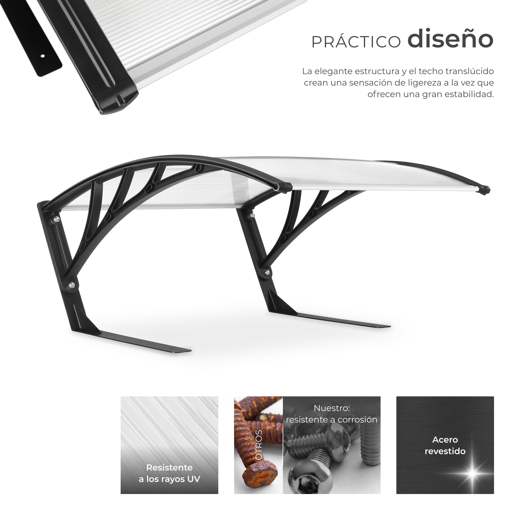 tectake® Garaje para Robot Cortacesped con Estructura Metálica Reforzada, Techo Abovedado Robot cortacesped para Drenaje Eficiente, Casa Jardin Lluvia - 100 x 81 x 48 cm Transparente