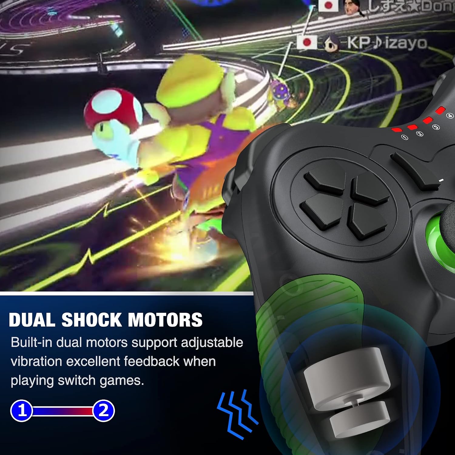 Switch Controller Compatible with Nintendo Switch Controller, Switch Pro Controller for Switch/Lite/OLED, Wireless Switch Controller with Dual Motors, Motion Control for Pro Controller Switch, Green