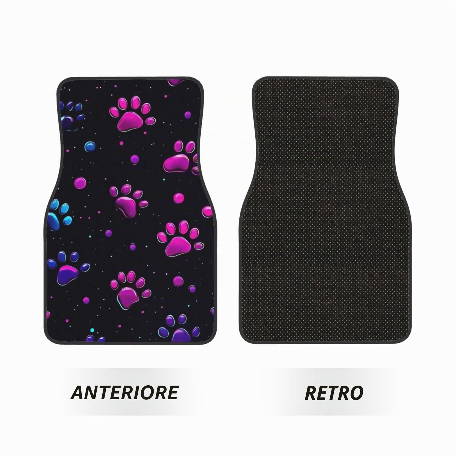 Mexpekil Set di 4 tappetini per auto al neon rosa e viola universali, antiscivolo, tappetini per auto, tappetini decorativi per auto, protezioni per tappetini per SUV, furgoncini, camion