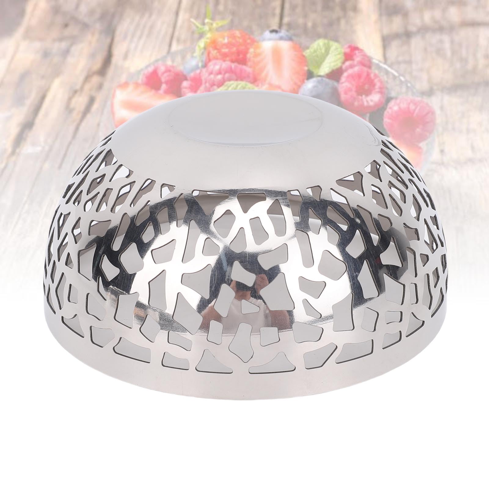 SIXRUN Porta di Ciotola da Frutta in Acciaio Inossidabile Grande Cesto Decorativo Moderno per Controsoffitto da, Organizzatore per Frutta e Verdura con Ampio Design a Livello di (20 cm)