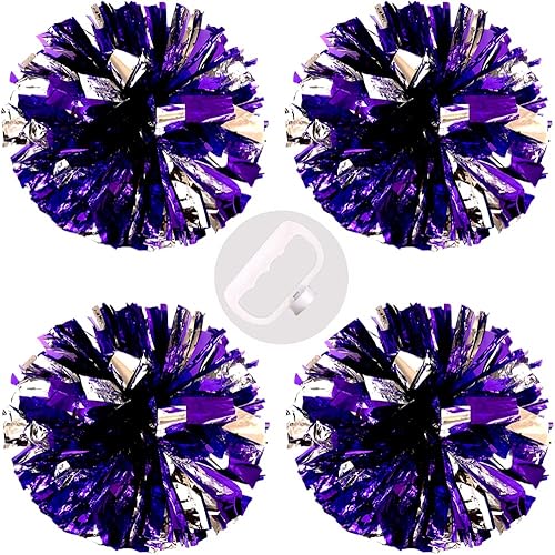 Puzine Juego de 4 aros con pompones de 13pulgadas, lámina de aluminio, metálicos, aro de plástico, 3.53onzas