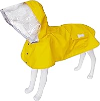 Vista 1 de Impermeable para perro, ropa de lluvia ligera reflectante ajustable para mascotas con capucha poncho (4XL, amarillo)