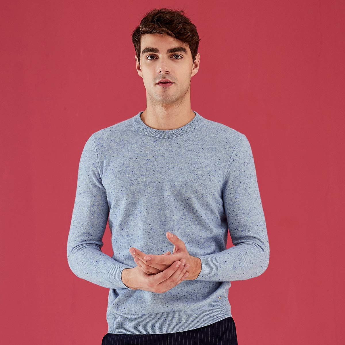 ZHILI Maglione Girocollo in Cashmere da Uomo