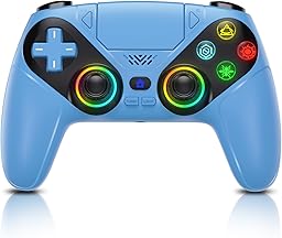 Gamrombo RGB Wireless Controller for PS5/Pro/Slim & PC, Bluetooth Gamepad with Back Buttons, Touchpad, Macro, Turbo, Dual Vibration, 6-Axis Sensor, 3.5mm Audio Jack, Speaker - Blue