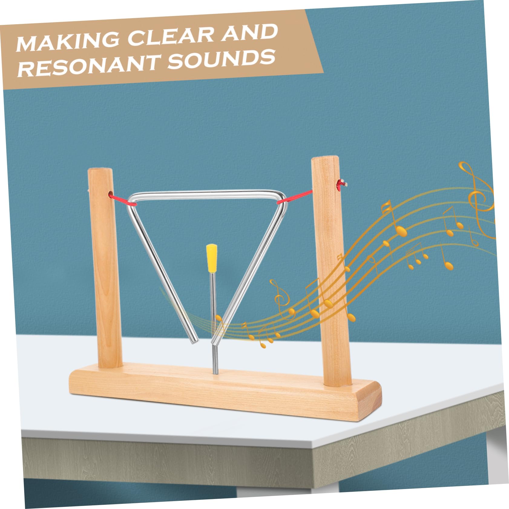Instrument Triangle Musical Support Bois Lot de 2 sets de sets de Pièces | Baguettes Fournies, Bords Arrondis, Son Clair et Résonnant, Garçon et Filles et Débutants, Usage D’Apprentissage