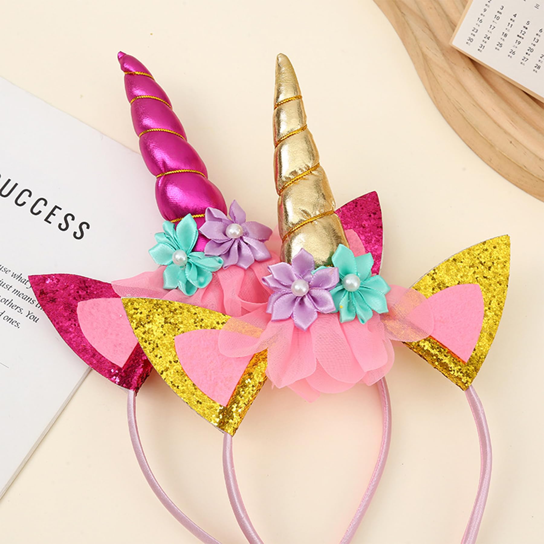Diadema De Unicornio Con Flores, Orejas Y Cuerno De 14 Cm, Accesorio Brillante Para Niñas Y Adultos, Ideal Para Fiestas De Cumpleaños, Halloween Y Cosplay