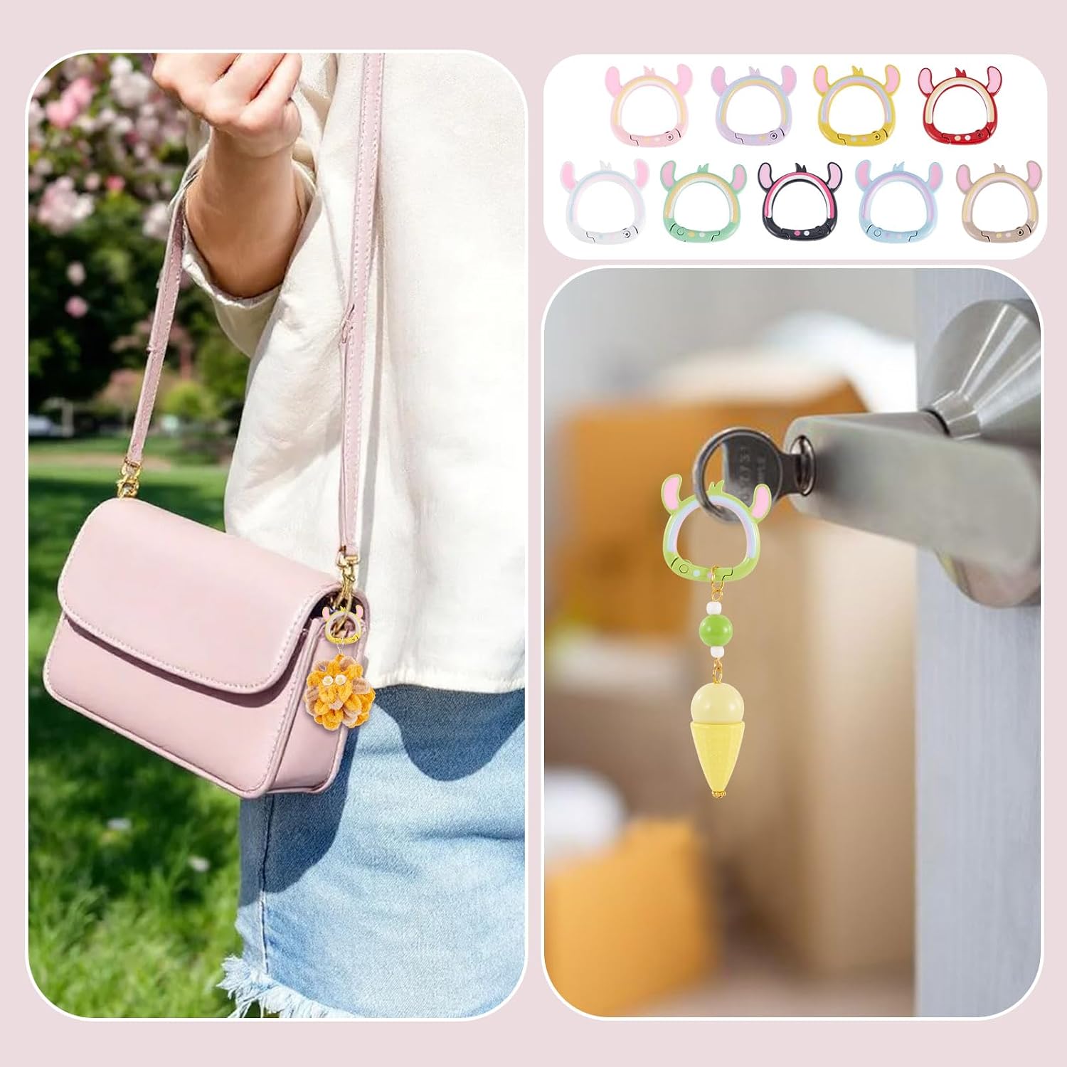 Craftdady 12Pcs Cute Carabiner Animal Keychain Rings Spring Gate Rings image 2