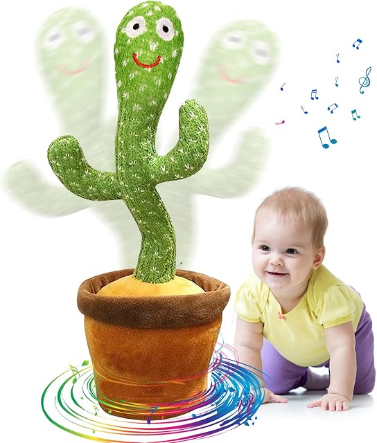 seOSTO Singing Dancing Cactus Toy Repeat What You Say, Talking Cactus Toy for Children Interactive Baby Toys for Year Old Boys Girls Gifts, Baby Encourage Speech