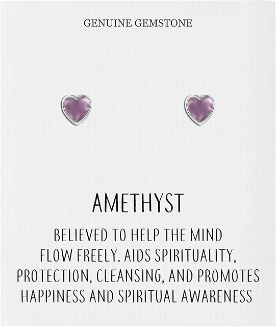 Amethyst Heart Stud Earrings with Quote Card