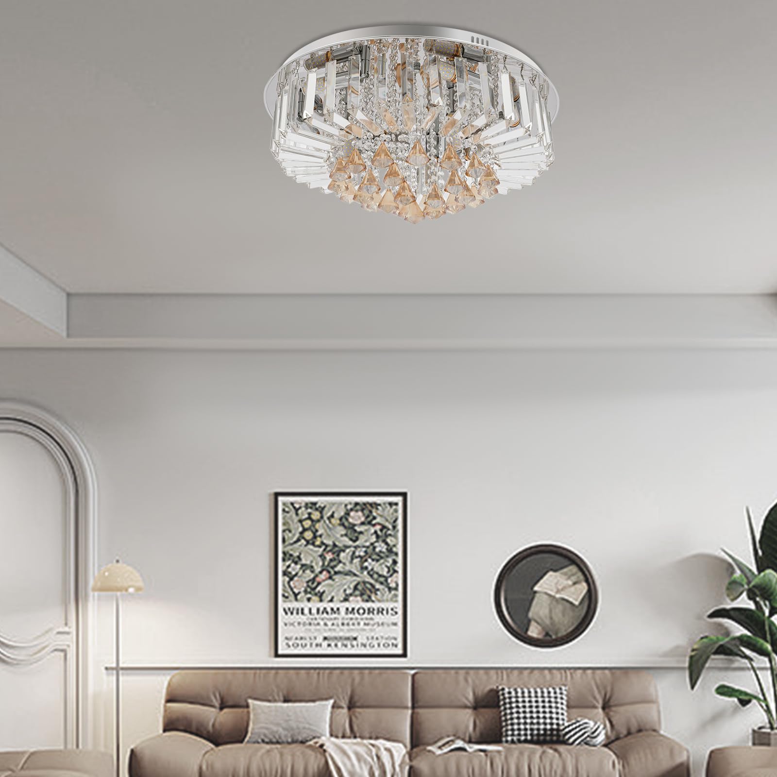 Modern Kronleuchter Kristall Leuchte, Luxus Gold Deckenleuchte, Pendelleuchte LED Kristall Kronleuchter 60CM, Deckenlampe, Deckenleuchte Lampe Beleuchtung Wohnzimme, Für Wohnzimmer E14