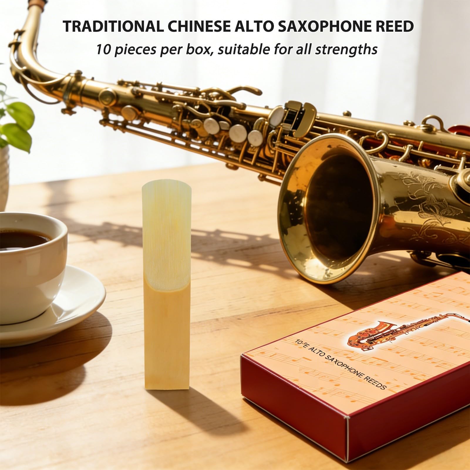 Lot de 10 anches de saxophone alto - Épaisseur : 2,5 - Épaisseur : 2,5 - Anches professionnelles pour saxophone alto - Technique de coupe avancée pour les débutants