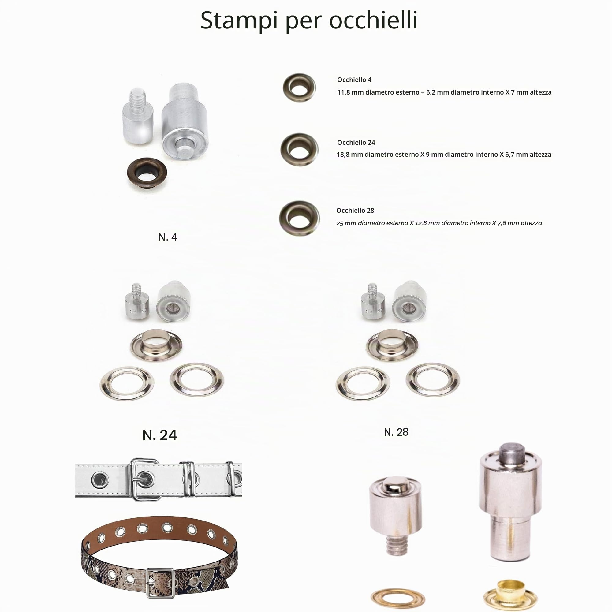DIE-SET-10 - Set di macchine a pressione manuale con fustelle essenziali per bottoni a pressione, occhielli di tenuta, rivetti, bottoni automatici e punzonatrici