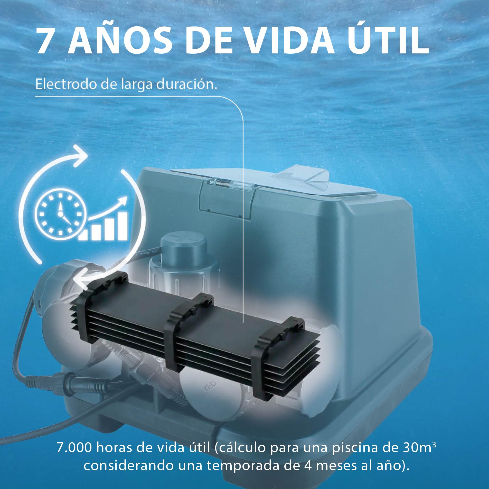 Gre - GSS50 Salino Dream Salt para Piscinas Elevadas hasta 50 m³ con Pantalla LED, Generador de Cloro 10 g/h, Electrodo Autolimpiante, IPX4, Temporizador e Interruptor de Flujo