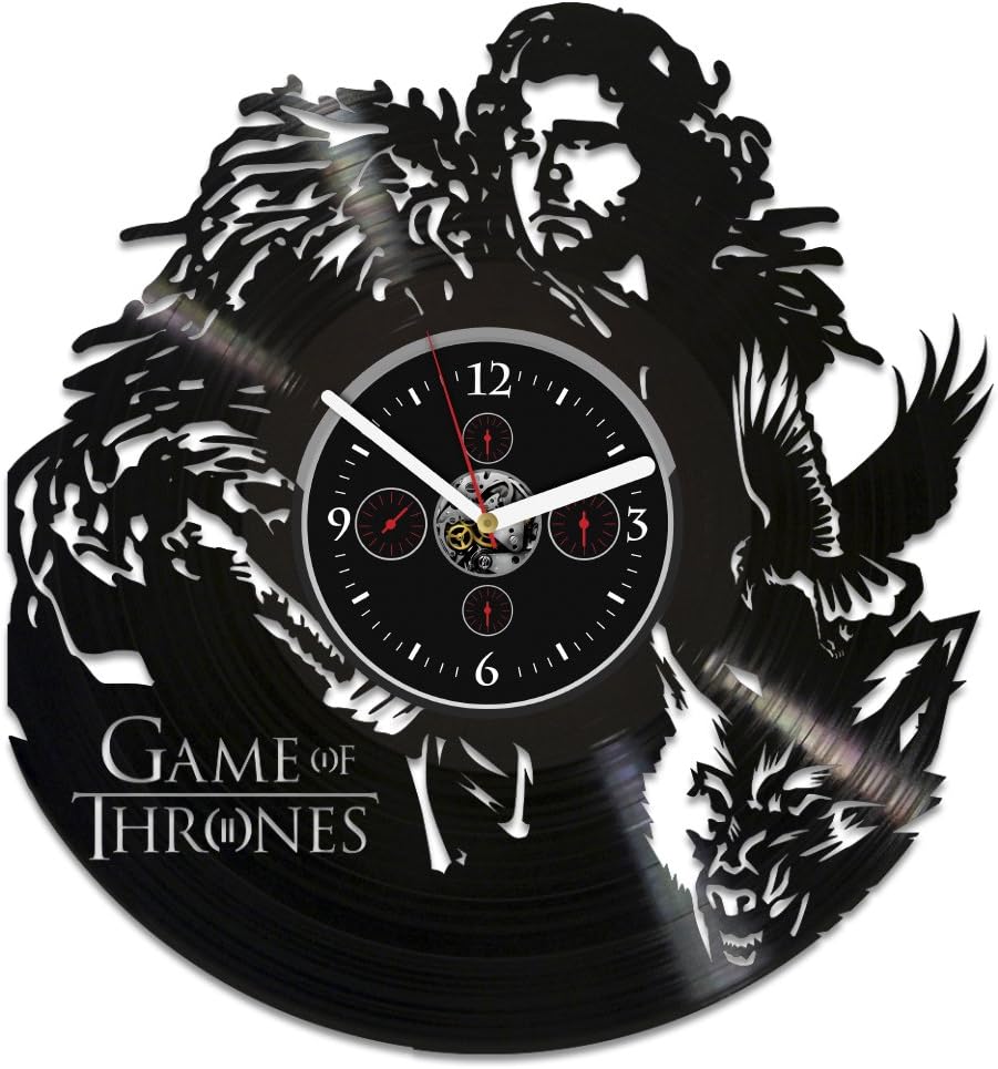 Handmade Jon Snow Clock, Wall Clock Modern, Game of Thrones Vinyl Clock, Gift for
