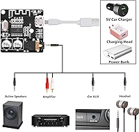 Vista 3 de Aideepen 5 piezas BT 5.0 módulo receptor de audio estéreo, placa decodificadora MP3 de 3.7-5V y amplificador para altavoz de coche