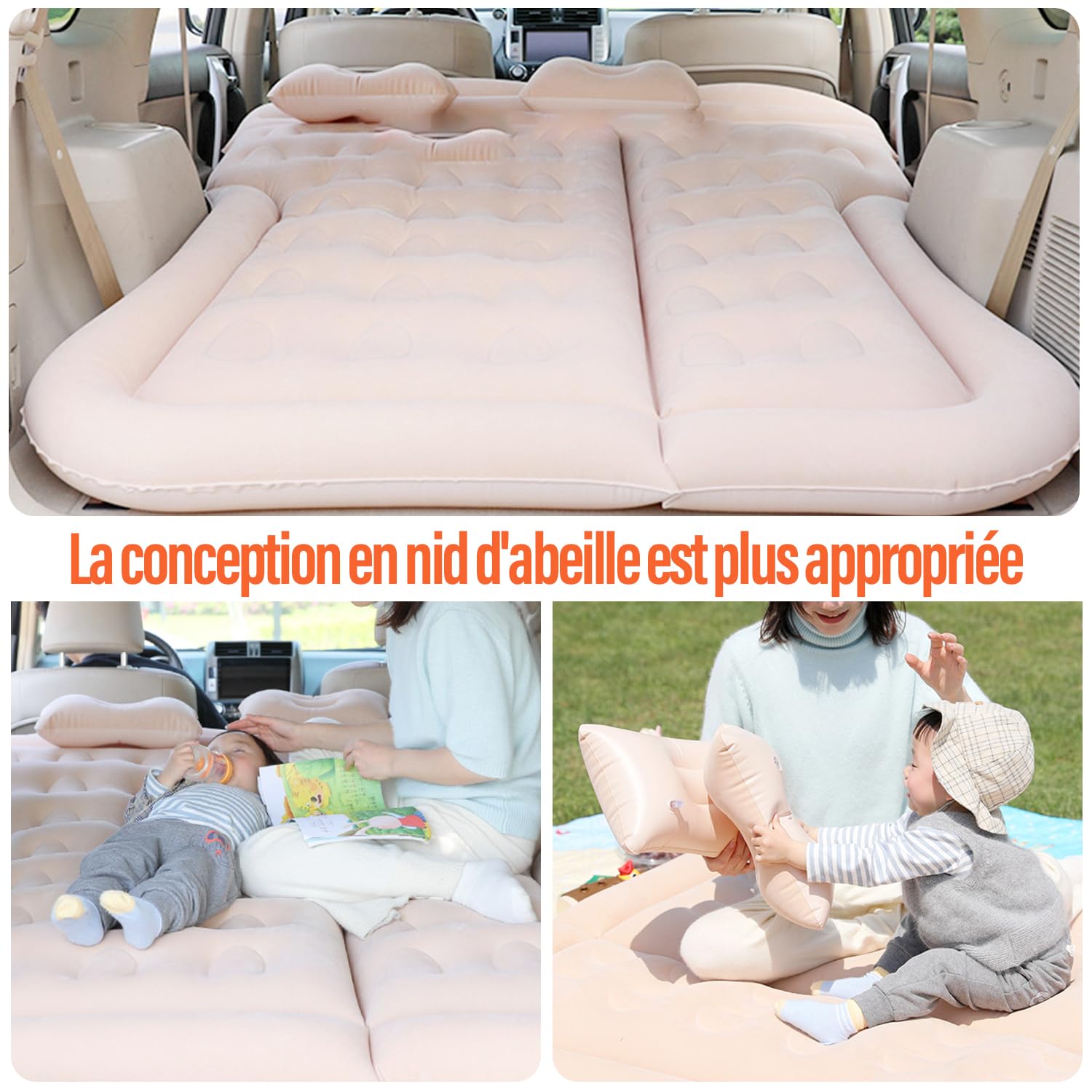 Ergocar Matelas Pneumatique de Voiture SUV Multifonctionnel Pliant Siège Air d'auto Lit MPV Gonflable de Siège Arrière Lit Voiture pour Camping Piscine Plage Voyages (Bleu)