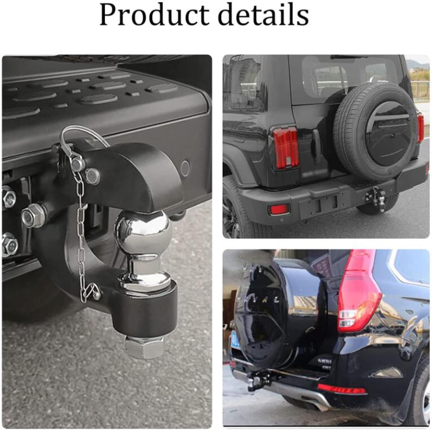 Car Tow Hitch,Trailer Hitch Combo Heavy Duty Pintle Hook with 2 Inch Ball Trailer Towing Capacity Hitch 8 Ton Rv Parts Camper Accessories Caravan Components
