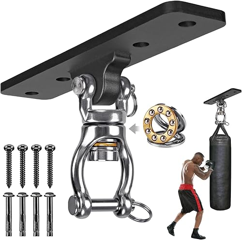 Miniatura 9 de Kipika Colgador de pared para bolsa pesada, soporte giratorio para bolsa de boxeo resistente para gimnasio en casa, longitud ajustable para bolsa de