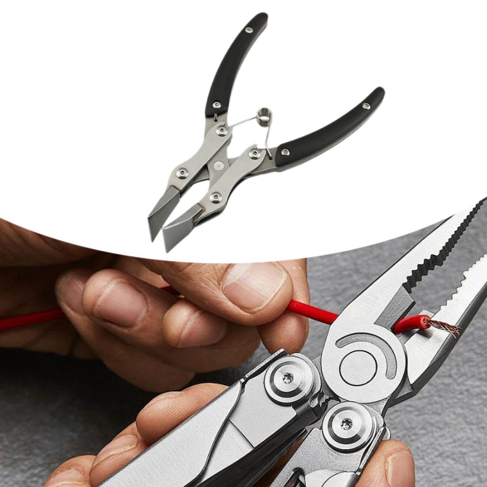 Pinzas Planas para Cuero Pinzas de Presión para Cuero Herramienta Portátil para Artesanía Pinza de Acero Inoxidable con Agarre Antideslizante Adecuada, Mandíbula Máxima de 11 Mm