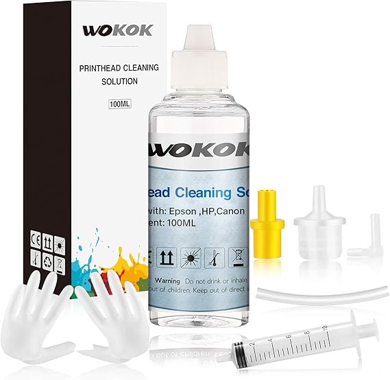 Printer Cleaning Kit | Printhead Cleaning Kit | for Inkjet Printers HP/Brother/Epson/Canon WF-7710 WF-3640 7620 8600 8610 8620 WF-2750 WF-2650 ET-2750 ET-2650 C88 Liquid Printers Nozzle?100ml?