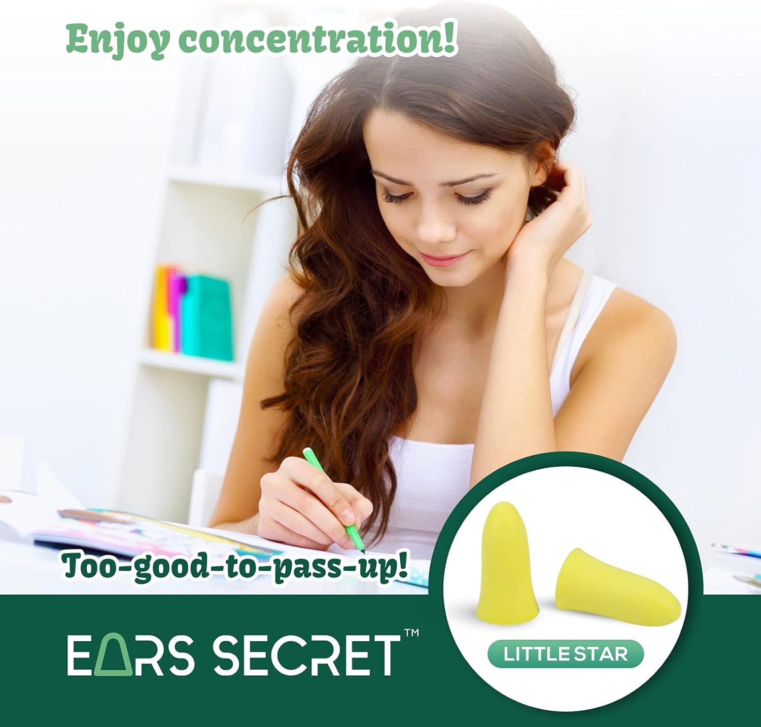 EARS SECRET Foam Ear Plugs for Sleeping, 100+3 Pairs Ear Plugs 37dB Comfortable Earplugs for Noise Reduction, Travel, Snoring, Concert, Loud Noise, Shooting, Work, Small Ear Canal Design Earplugs
