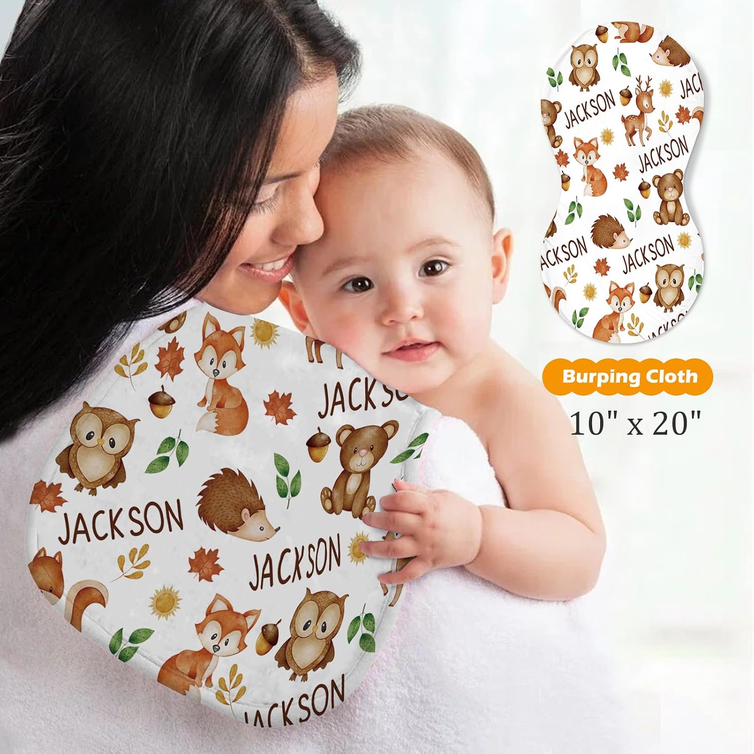 Custom Baby Nursing Swaddling Set: Personalized Custom Name Swaddle Blanket Car Seat Cover Bow Headband Hat Nursing Pillow for Newborn Boys GirlsAnimals Pattern(Fixed Size)