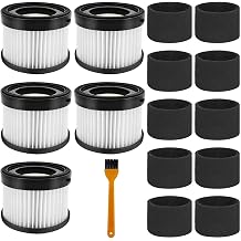16PCS 49-90-1951 Vacuum Filters for Milwaukee 49-90-0160, Fit for Milwaukee 0882-20 M18 Compact Vacuum, 5 Hepa Filter+10 Foam Sleeve+1 Brush