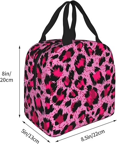 Miniatura 5 de RIMENCH Caja de almuerzo con estampado de leopardo y guepardo rosa, reutilizable, aislada, contenedores de comida