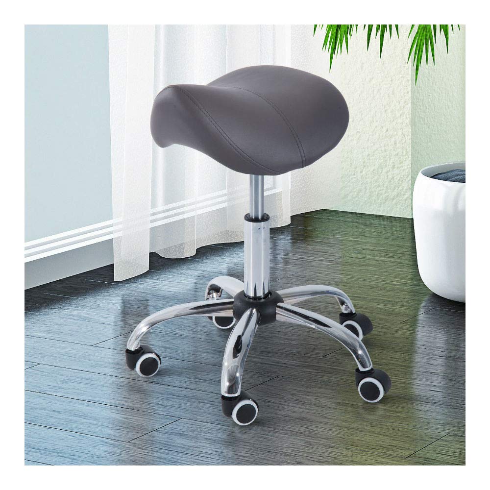 Hydraulic Adjustable Salon Stool Swivel Rolling Saddle Chair SPA Massage - Gray