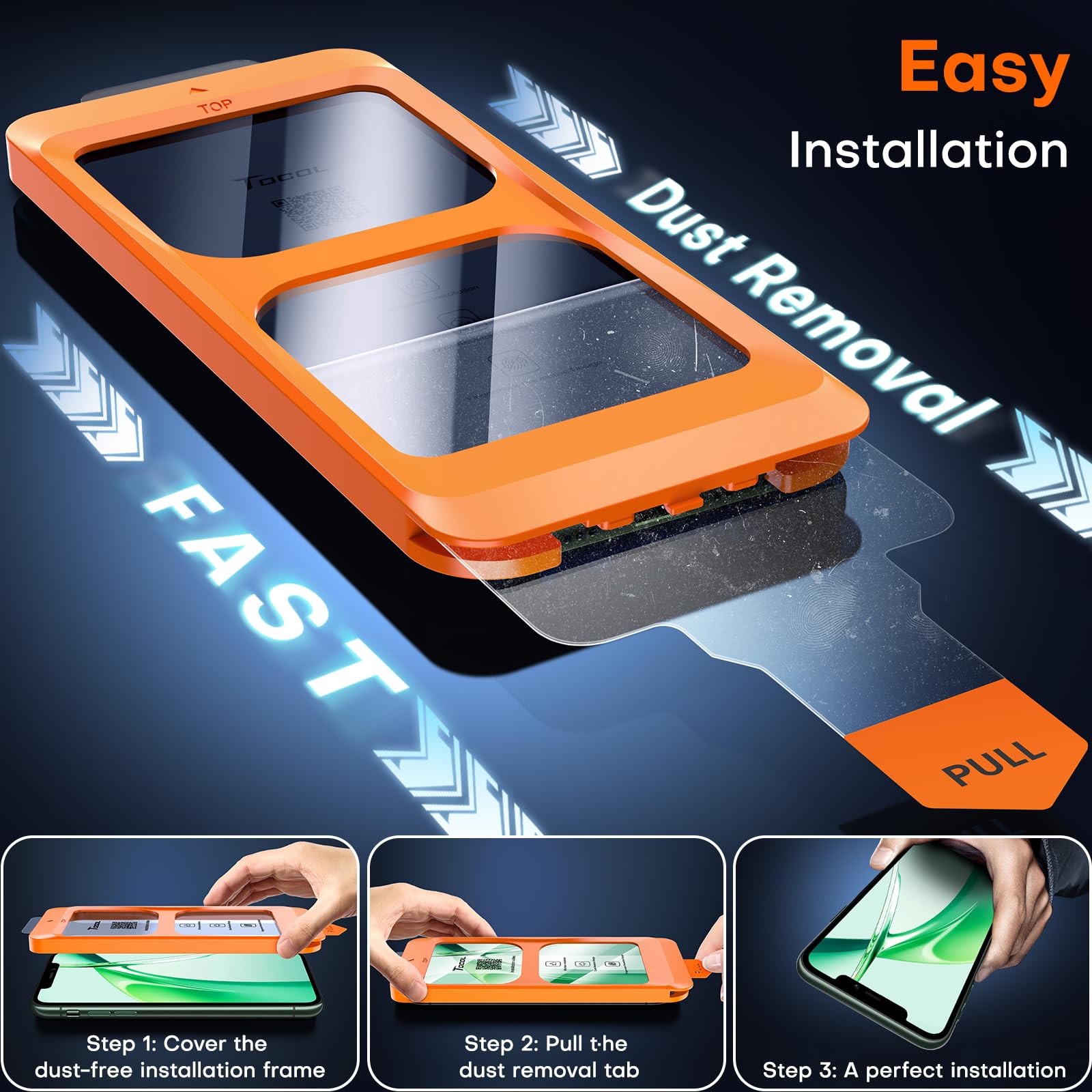 TOCOL Pellicola Protettiva per iPhone 11 Pro Max/iPhone XS Max 6,5 Pollici, Rimozione Automatica Della Polvere, Installazione Rapida, Copertura Completa, Senza Bolle, Durezza 9H Vetro, 2 Pezzi