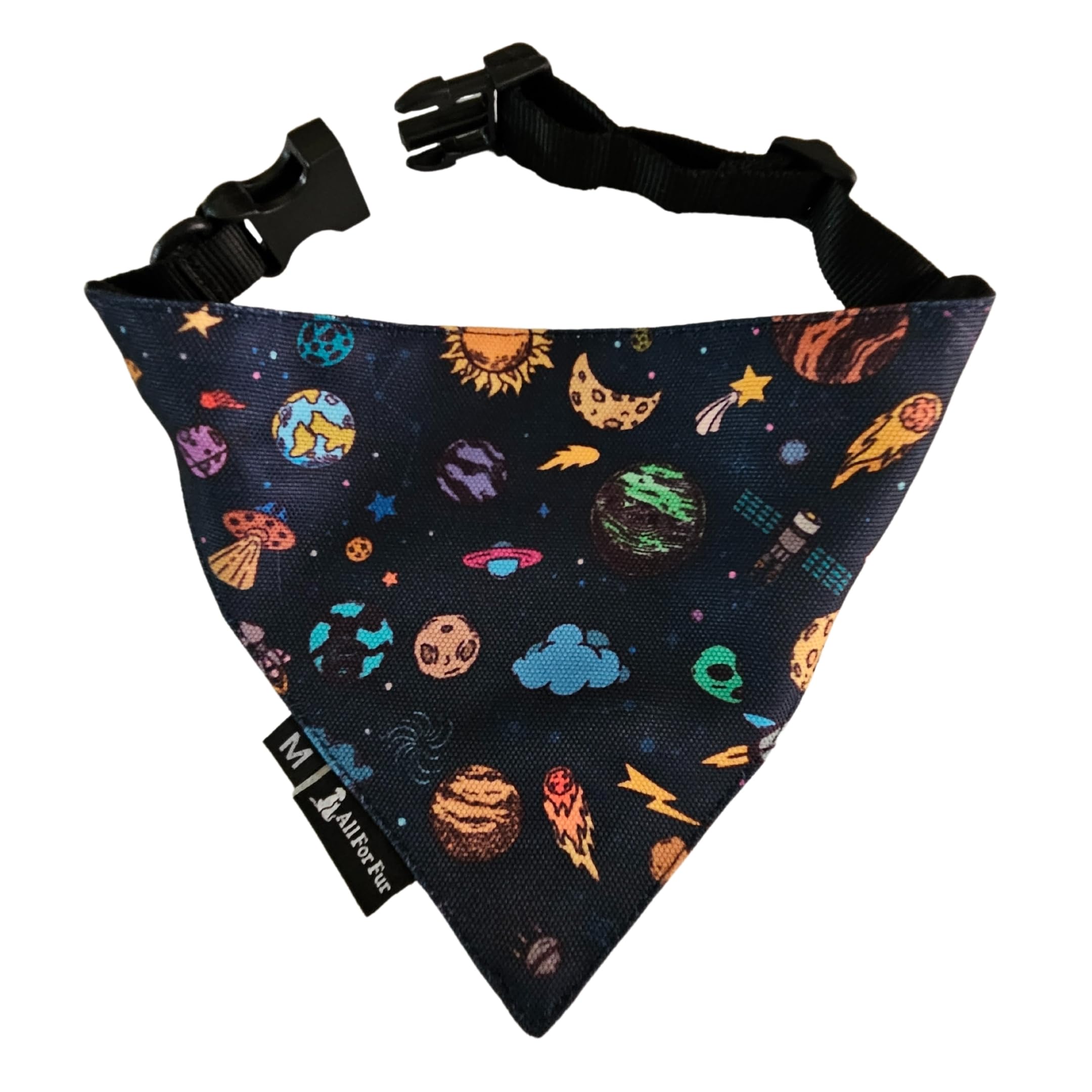 All For Fur Dog Bandana | Adjustable Collar Strap with D-Ring | Luxury Pet Accessories | Lightweight & Comfortable | Bandana for Medium to Large Dogs | Blue Space World (B0CFFX4LL3) Amazon Price History, Amazon Price Tracker