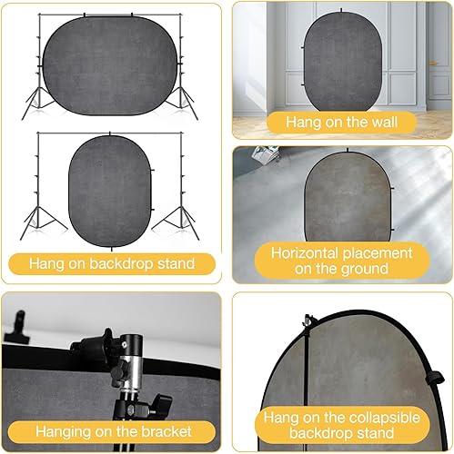 Miniatura 4 de Kate Telón de fondo plegable para fotografía, fondo plegable de doble cara gris 2 en 1, para fotografía, para fotógrafos, video, para fotos, para