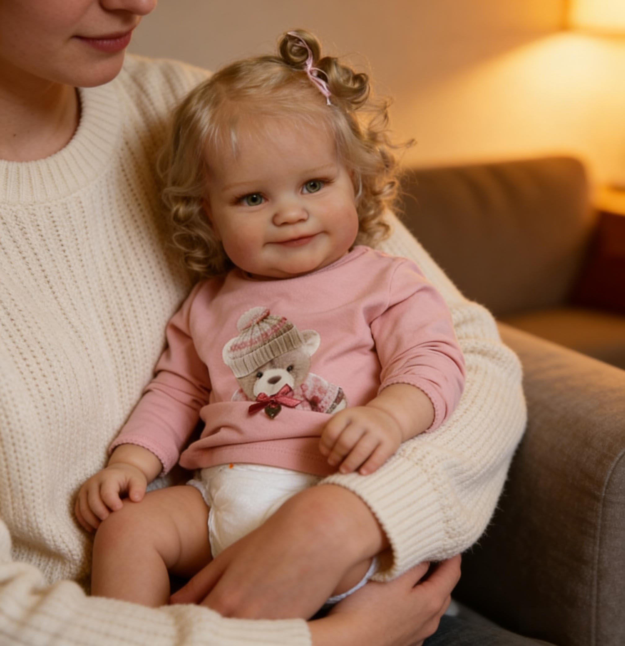 Zero pam Life Like 20 Inch 50 cm Reborn Dolls Girl with Blonde Hair, Realistic Full Body Soft Vinyl Newborn Baby Smiling Girls Real Life Reborn Toddler Girl Cuddle Toy Dolls for Kids Collectors