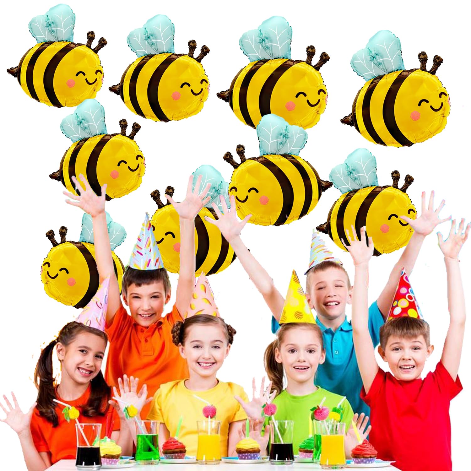 15 Pz Palloncini a Forma di Ape, Simpatici Palloncini Forma di Bombo Sorridente Decorazioni a Tema Ape per Feste Compleanno e Baby Shower per Bambini e Adulti (Giallo