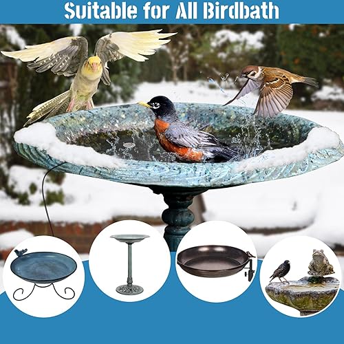 Miniatura 6 de KSSZZCO Calentadores de baño para pájaros para exteriores en invierno, descongelador de baño de pájaros con cable de 6 pies, calentador sumergible