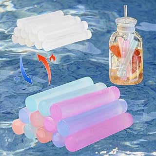 Tngan Color-changing Reusable Ice Sticks, 8 Pcs Plastic Ice Cubes Washable BPA Free, Pernament Non-Melting Water Bottle Ice Sticks for Drinks, Water Bottle, Whiskey, Wine (Color-changing)