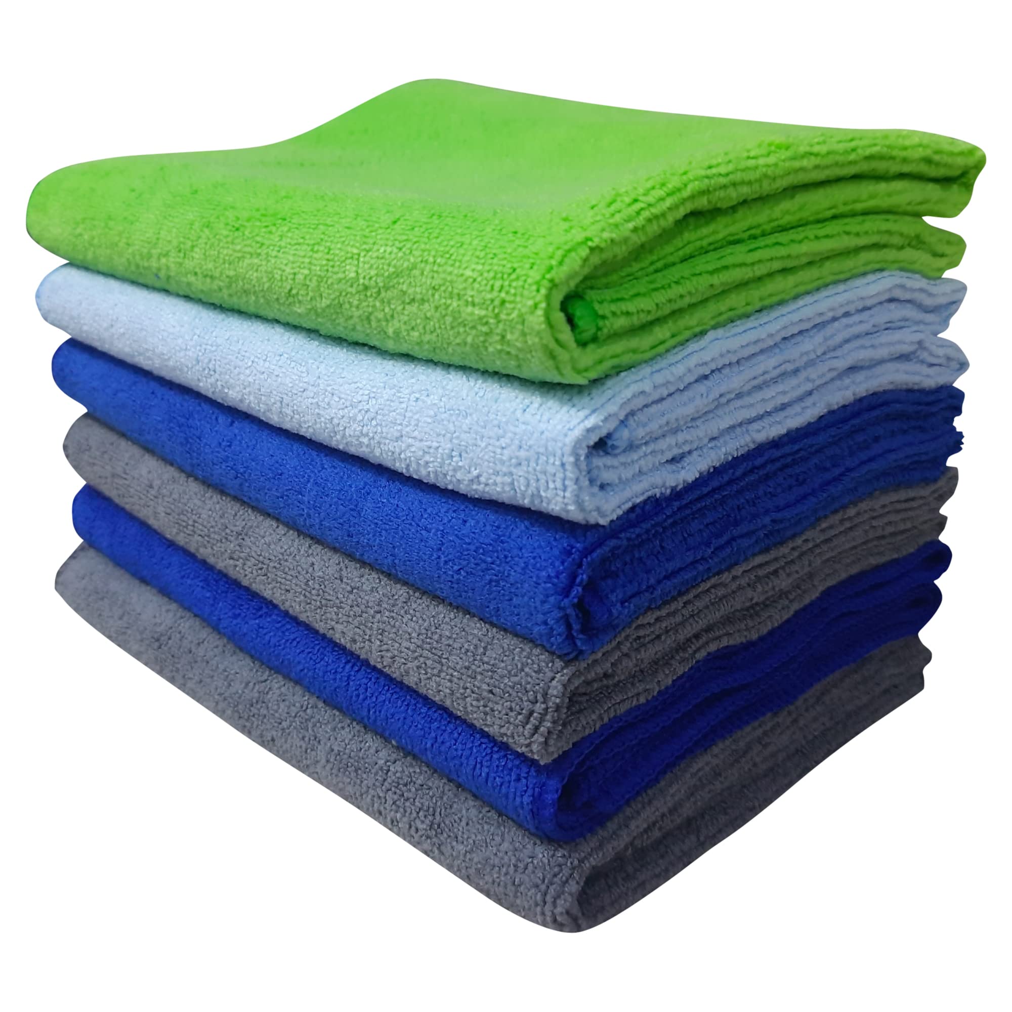 SOBBY Microfiber Cleaning Cloths for car, Home, Kitchen Cleaning (40 cm x 60 cm - Assorted Colour) - Pack of 6