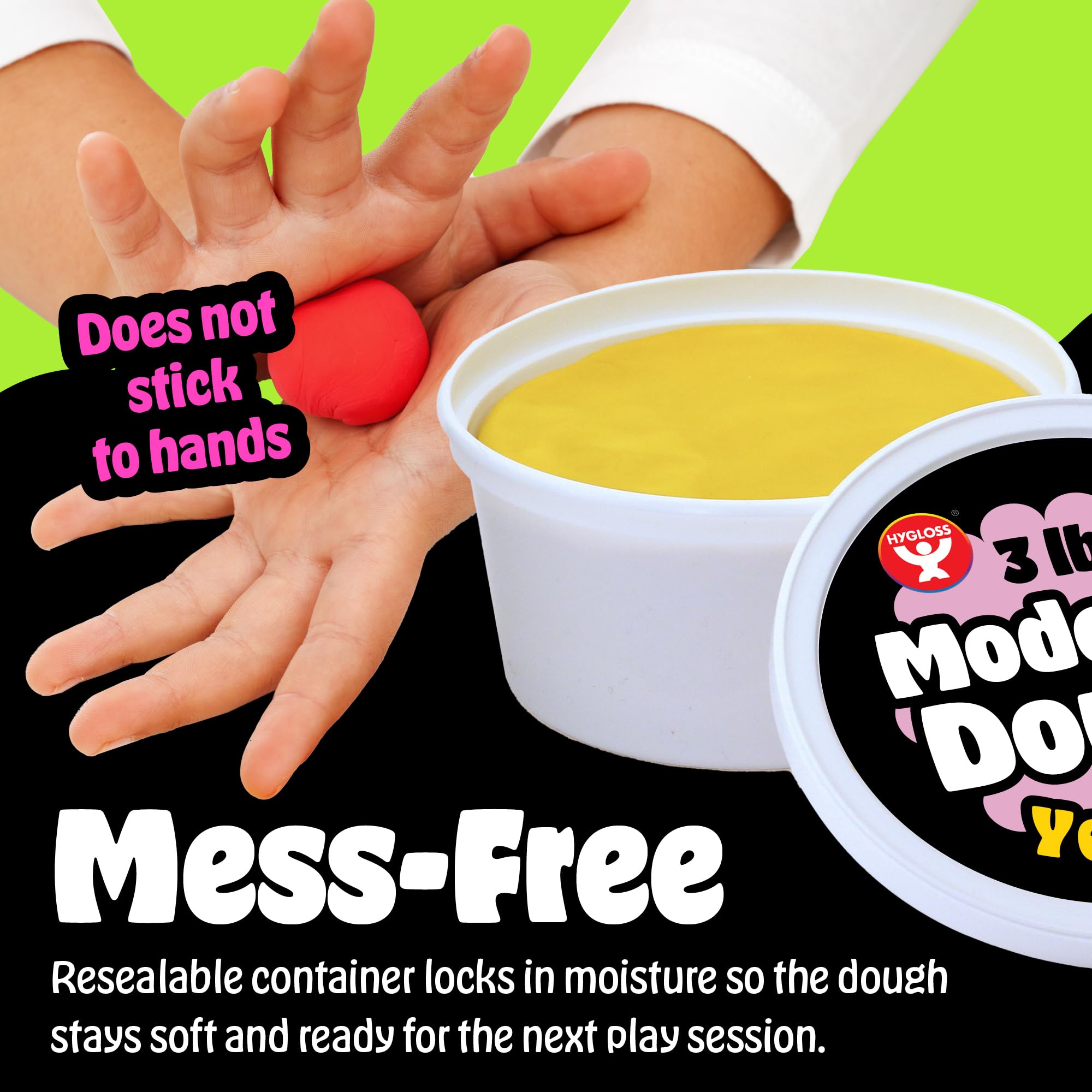 Hygloss Play Modeling Dough for Kids – Safe & Non-Toxic Sensory Dough for Arts and Crafts – 3 lb Tub – Play Clay for Toddler Activities, Preschool Classroom Must-Haves – White Color, Unscented