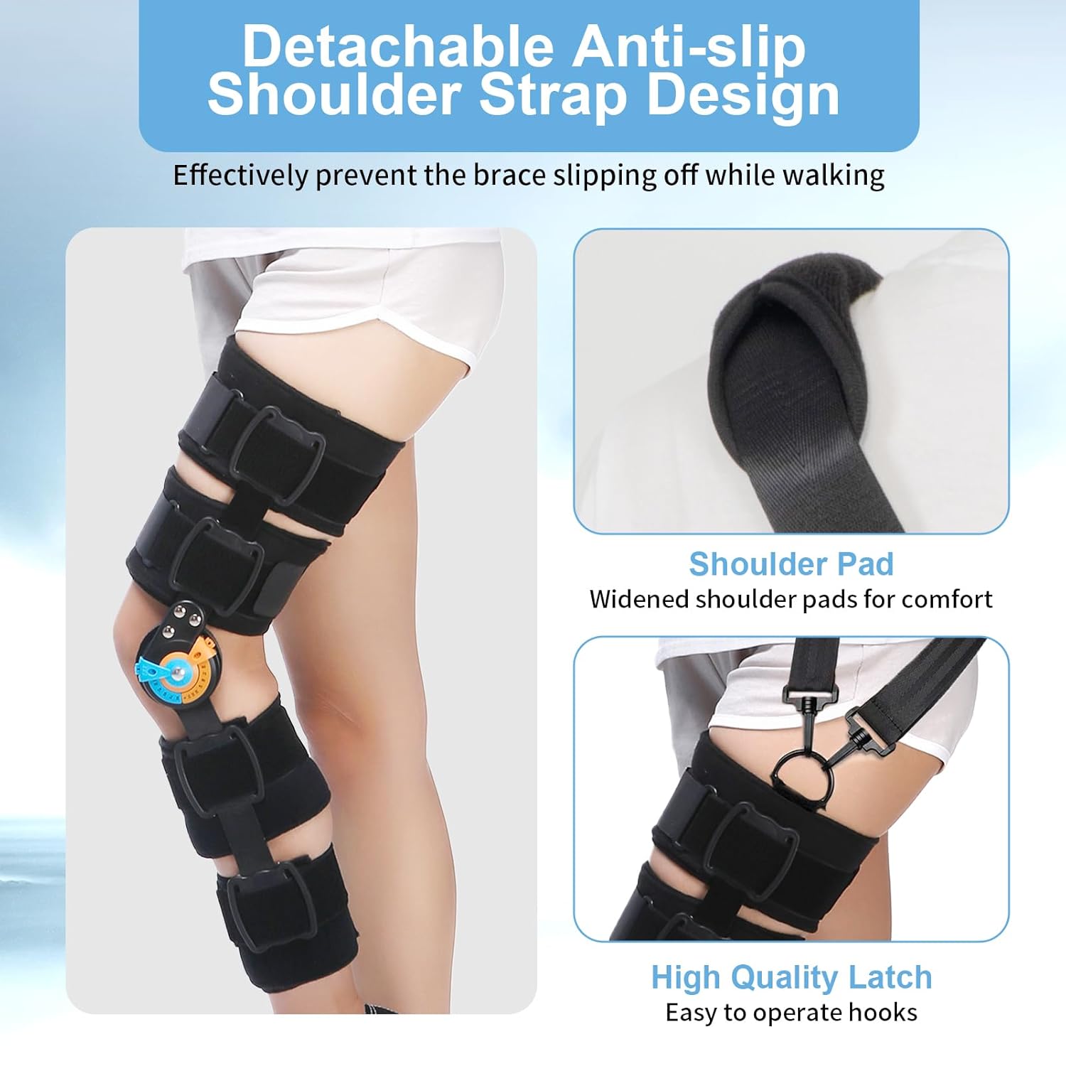 Hinged Knee Brace ROM Post Op Knee Immobilizer Adjustable Knee Immobilizer Support with Side Leg Stabilizersfor Meniscus Tear, Arthritis, ACL, PCL, Osteoarthritis, Orthopedic Rehab - Image 4