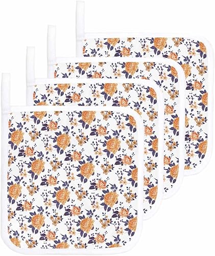Miniatura 9 de 5 Packs Orange Flower Pot Holders Sets for Kitchen,Oven Pan Plate Bowl Pads Heat Proof Mat with Hanging Loop,Thick Terry Cloth Potholders Soft Grip