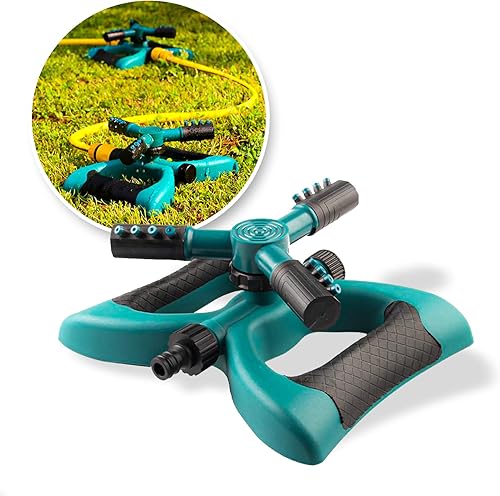Aspersor de agua automático giratorio de 360 grados Uso para grandes áreas de césped con su conexión en serie, compatible con mangueras de jardín