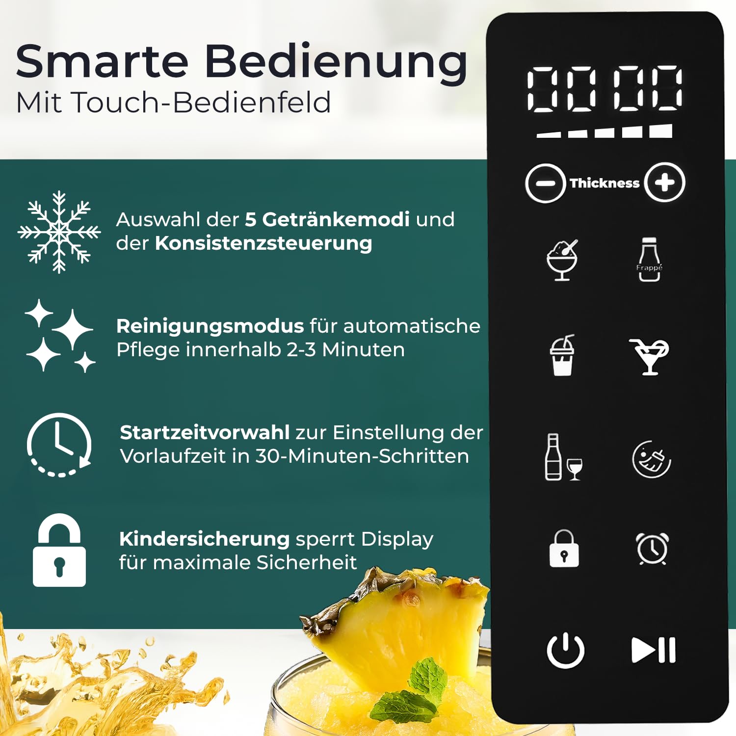 KLAMER Slush Maschine 2,6L mit 5 Programmen Turbo Freeze digitales Rezeptbuch