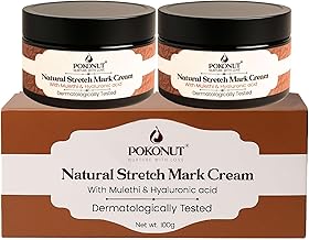 POKONUT - nurture with love Ayurvedic Stretch Mark Cream | Improves Appearance Of Fresh And Mature Stretch Marks | Infused With Hyaluronic Acid & Rosehip Oil | Natural And Cruelty-Free | (50 gm, Pack of 2)